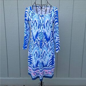 Lilly Pulitzer Beacon Tropical Call Me Serene Blue Long Sleeved Dress. Size XS